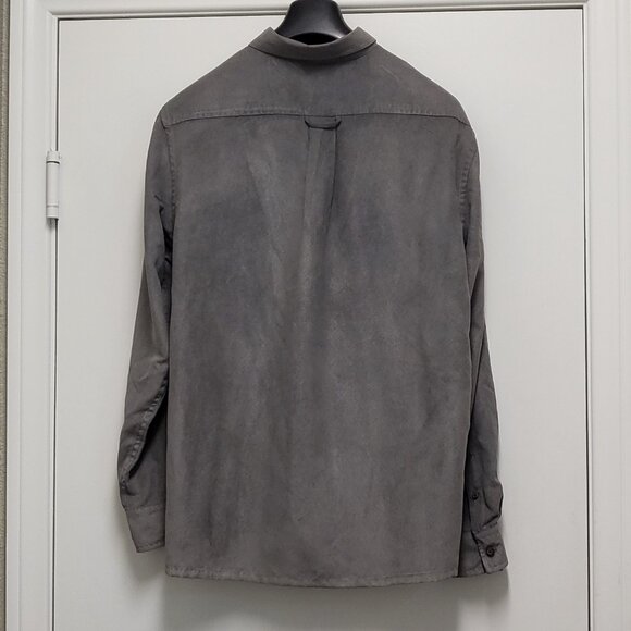 Basic Editions Shirt Faux Suede Mens Large Button Up Long Sleeve Lined Pockets - Picture 11 of 16